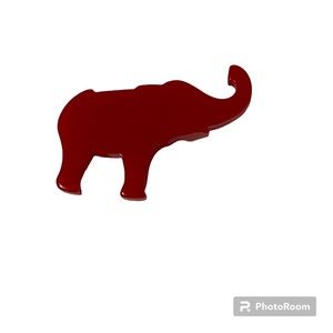VINTAGE BAKELITE BROOCH RED ELEPHANT TRUNK UP PIN JEWELRY